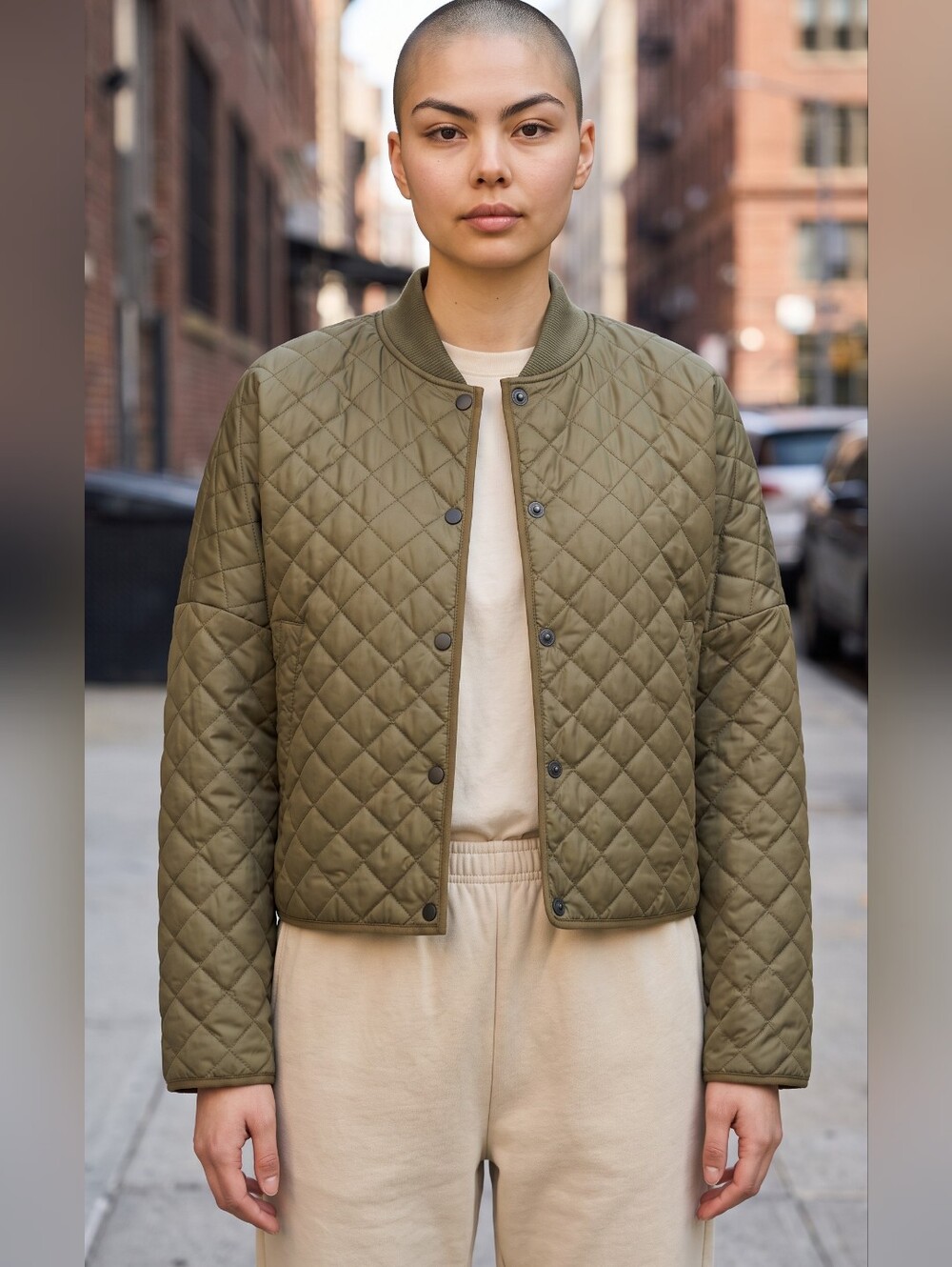 NSF Mo Cropped Quilted Army Green Oversized Jacket..NWT....Size XL
